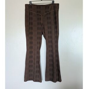 Brown Plaid Flared Leggings